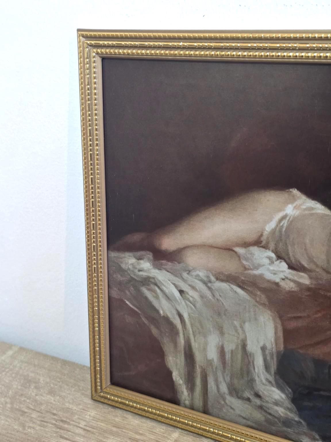 Reclining Woman & Slippers — Romantic Boudoir Print in a Gold Frame — photo 3