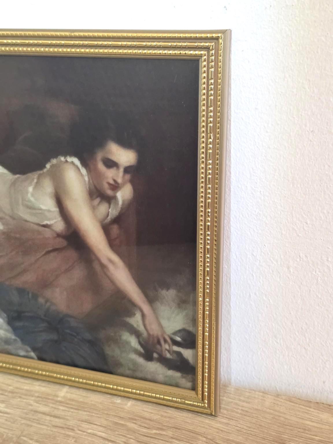 Reclining Woman & Slippers — Romantic Boudoir Print in a Gold Frame — photo 4