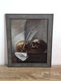 Two Skulls & a Quill — Memento Mori Print in a Charcoal Frame — photo 1