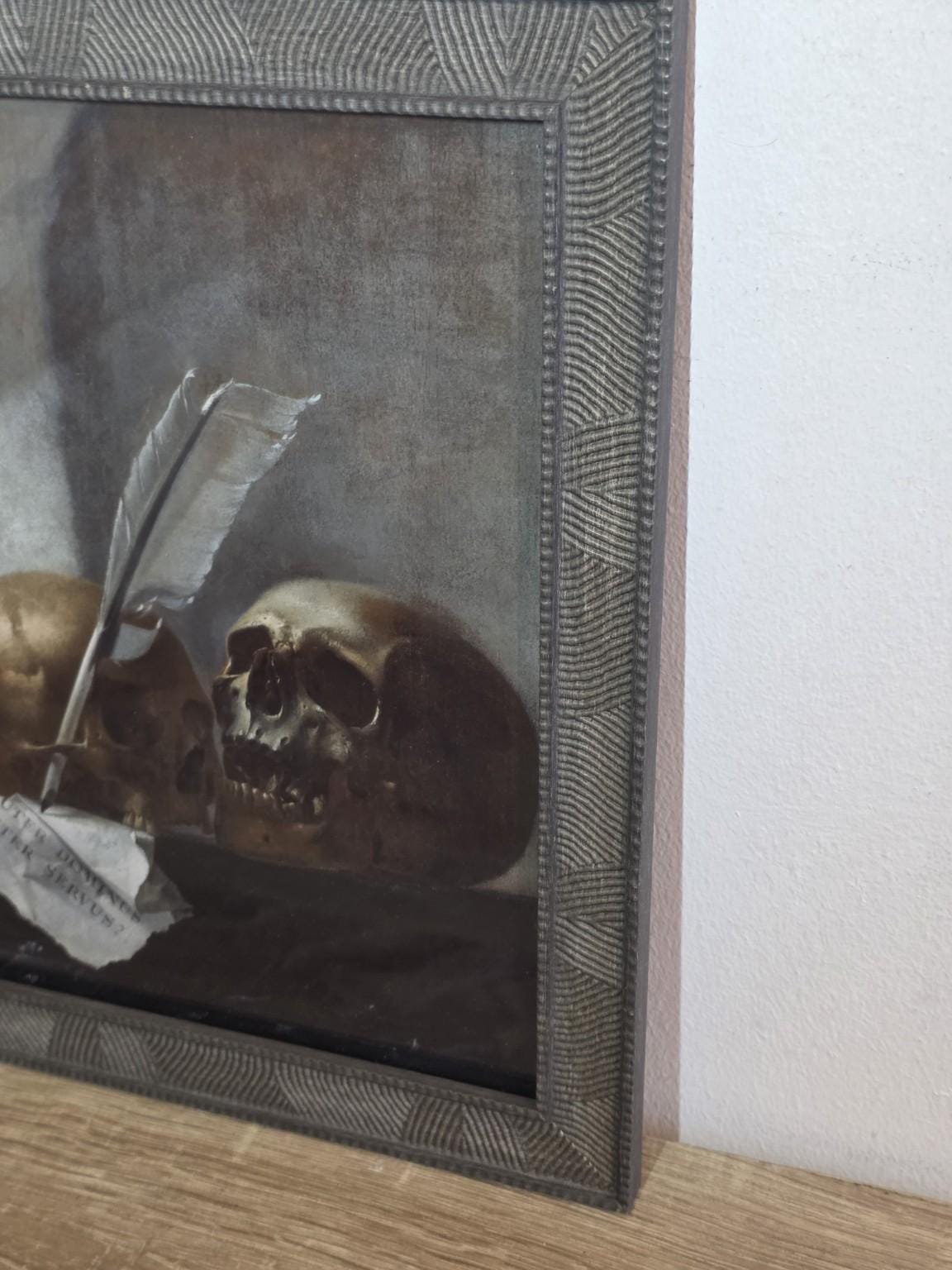 Two Skulls & a Quill — Memento Mori Print in a Charcoal Frame — photo 3