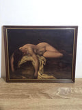Reclining Nude on Golden Drapery — Art Print in a Vintage Brown Frame — photo 1