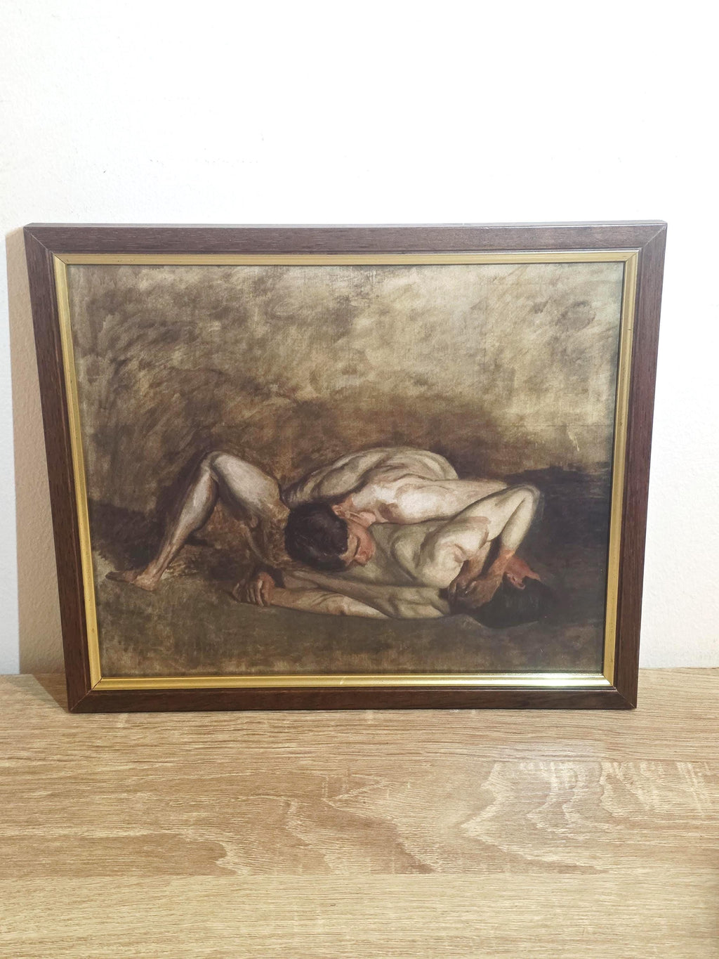 Romantic Reclining Couple — Art Print in a Vintage Brown & Gold Frame — photo 1