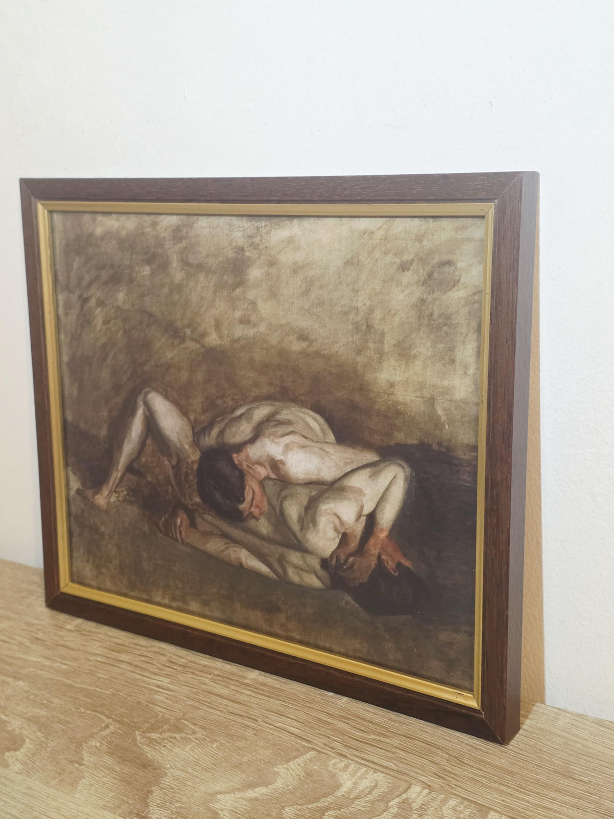 Romantic Reclining Couple — Art Print in a Vintage Brown & Gold Frame — photo 2