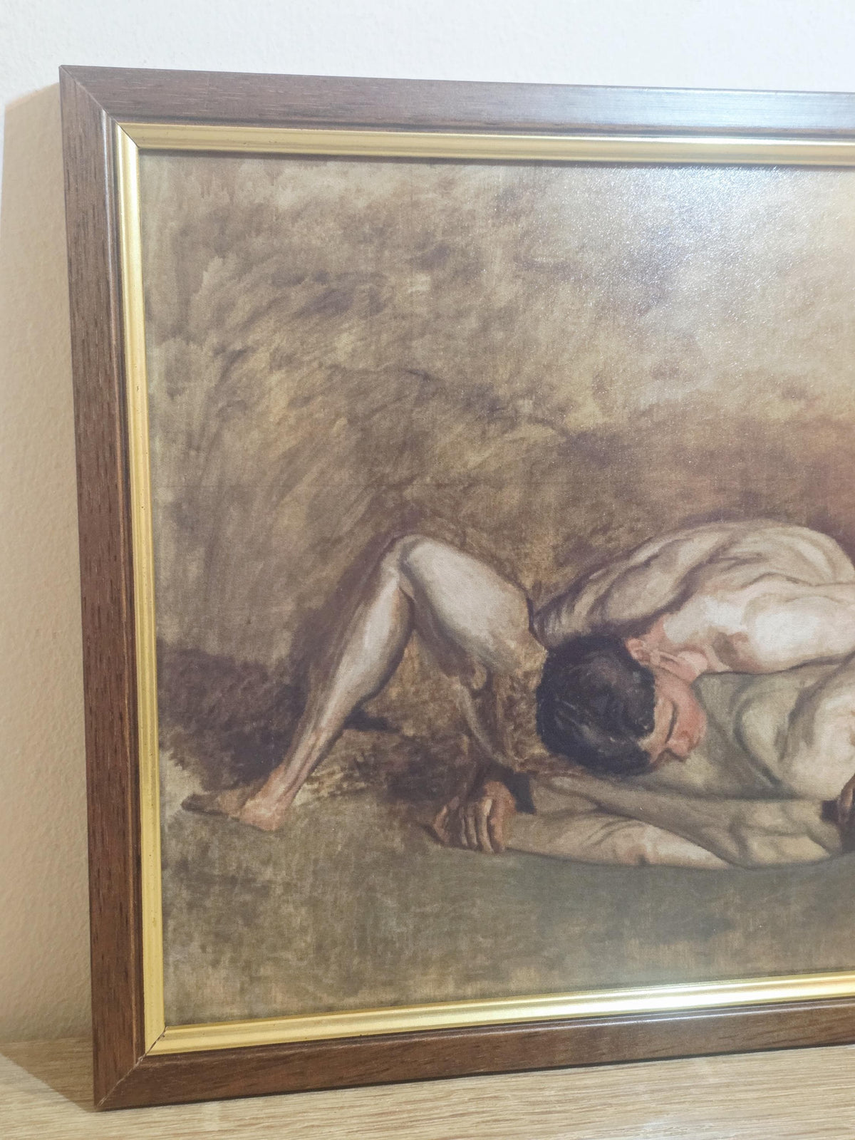 Romantic Reclining Couple — Art Print in a Vintage Brown & Gold Frame — photo 3