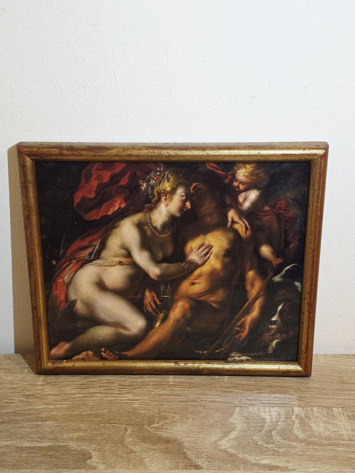 Classical Couple & Cherub — Art Print in a Vintage Gold Frame — photo 1
