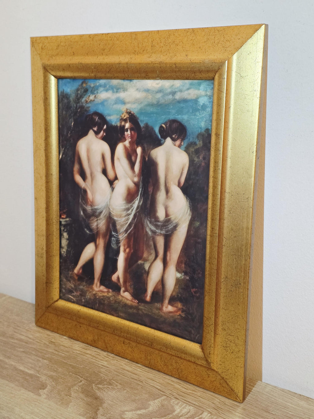 Three Women & Sheer Drapery — Classical Art Print in a Vintage Gold Frame — photo 2