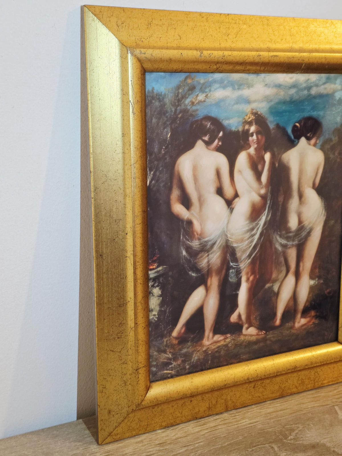 Three Women & Sheer Drapery — Classical Art Print in a Vintage Gold Frame — photo 3
