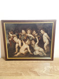 Cherubs with a Fruit Garland — Art Print in a Vintage Brown & Gold Frame — photo 1