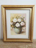 White & Pink Flowers in a Green Vase — Vintage Framed Print – photo 1