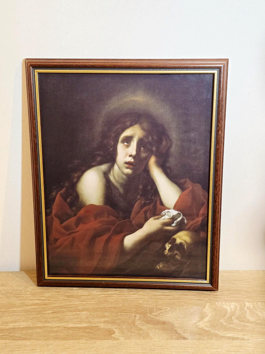 Woman with a Skull — Religious Art Print in a Vintage Frame – photo 1