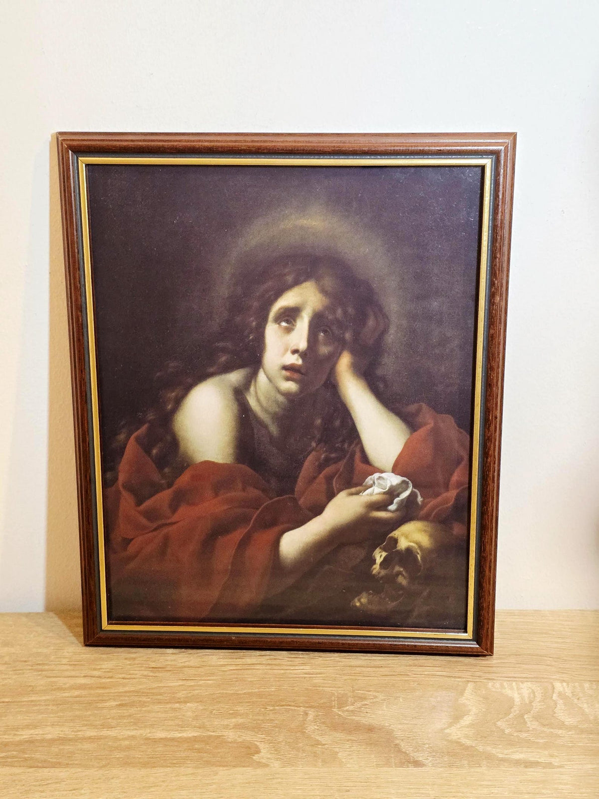 Woman with a Skull — Religious Art Print in a Vintage Frame – photo 1