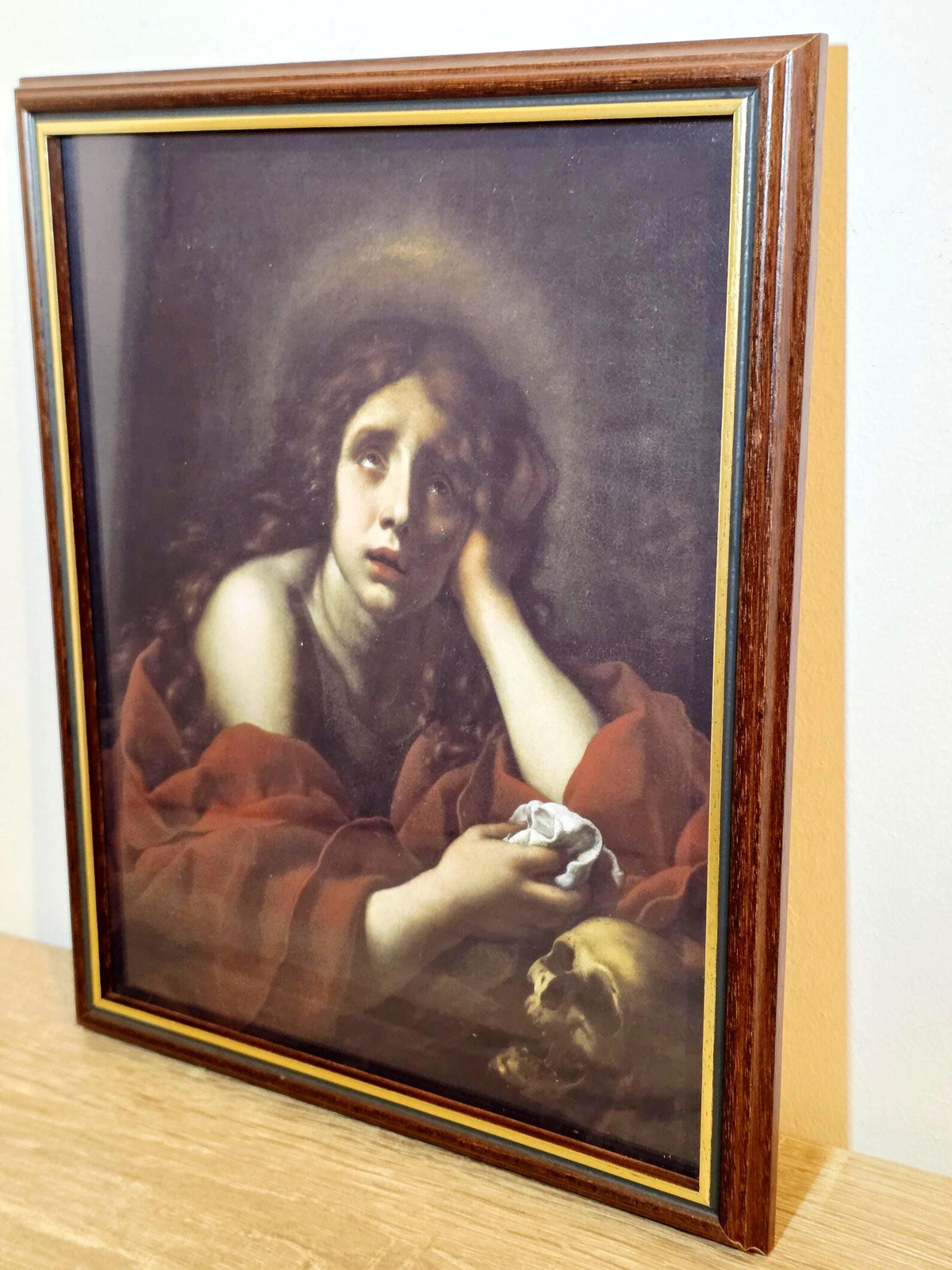 Woman with a Skull — Religious Art Print in a Vintage Frame – photo 2