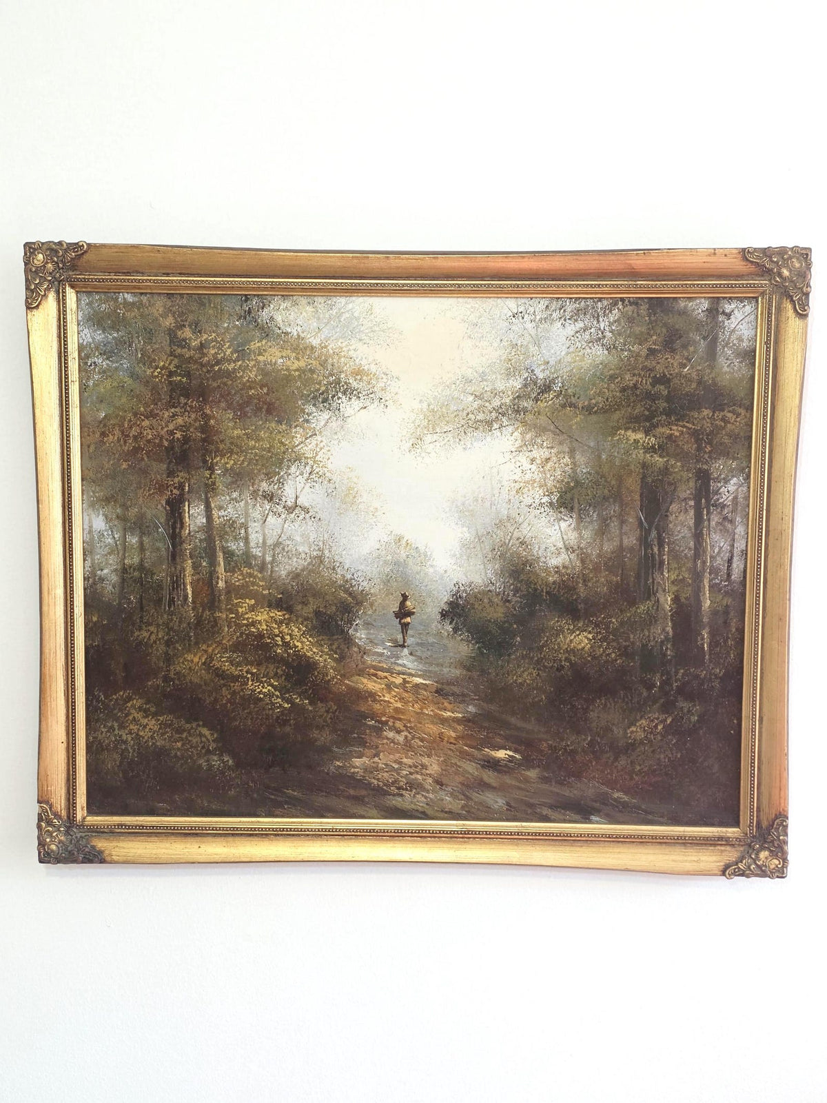 Woodland Track & Figure — Original Vintage Oil Painting – photo 1