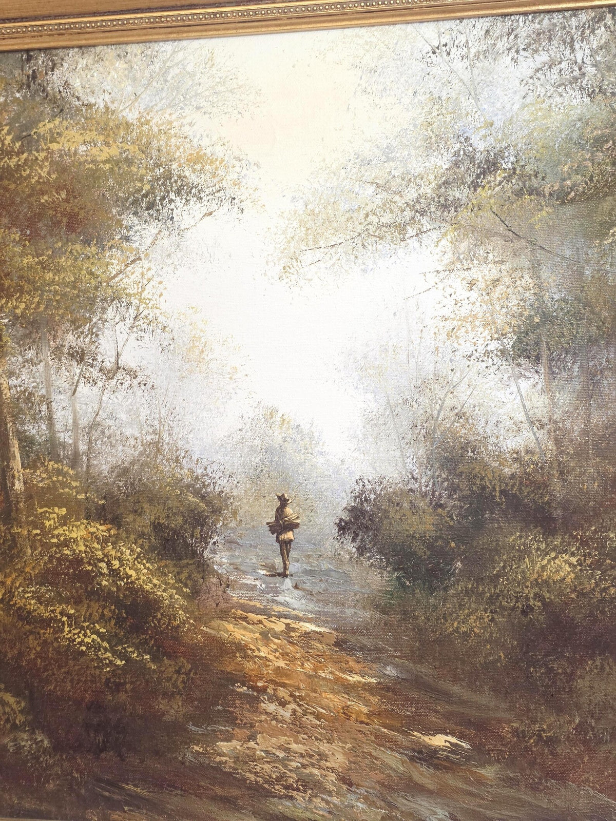 Woodland Track & Figure — Original Vintage Oil Painting – photo 3