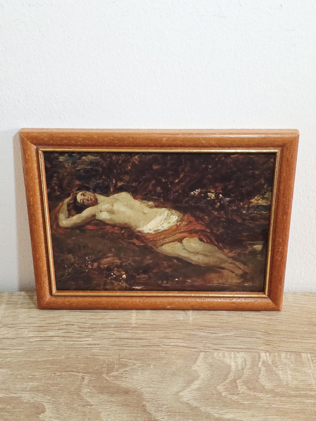 Reclining Nude in Woodland — Art Print in a Vintage Wooden Frame – photo 1