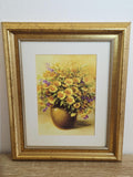 Yellow Flower Bouquet in a Brown Vase — Vintage Framed Print – photo 1
