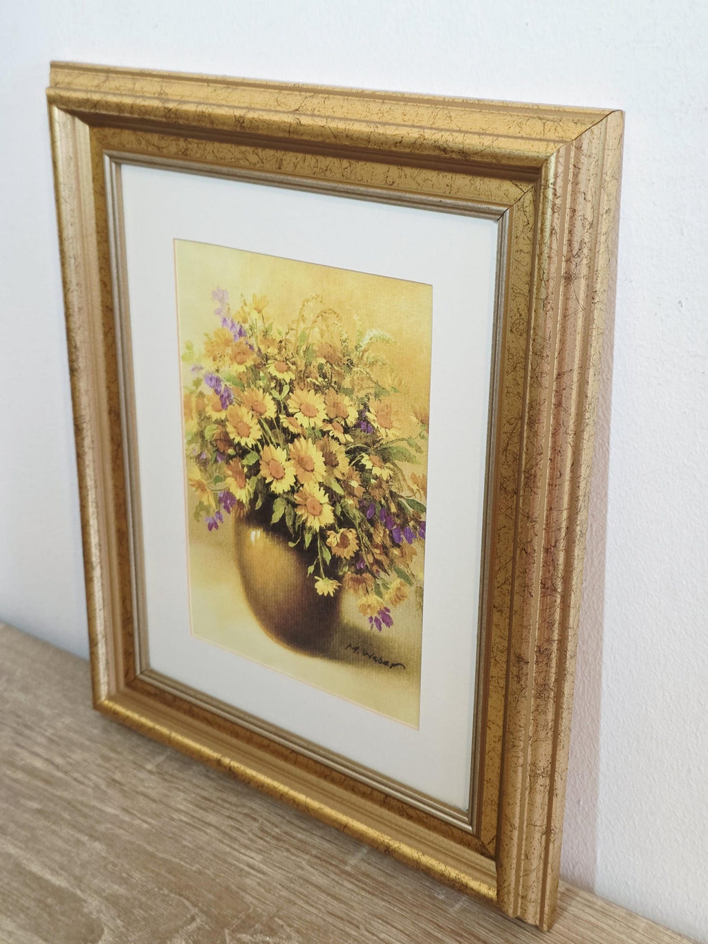 Yellow Flower Bouquet in a Brown Vase — Vintage Framed Print – photo 2