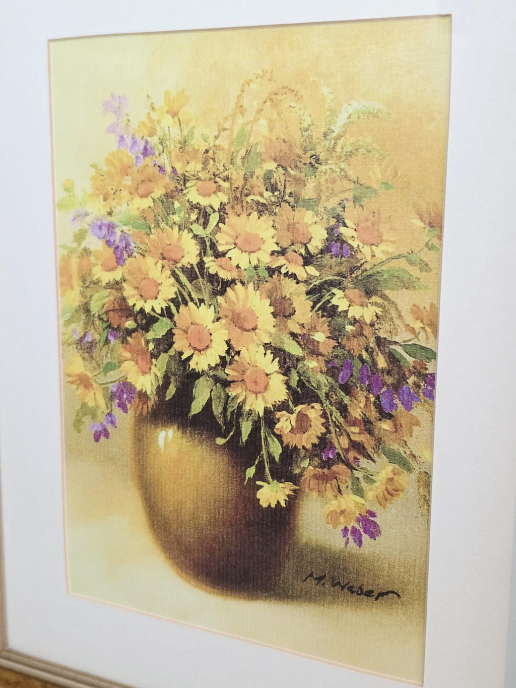 Yellow Flower Bouquet in a Brown Vase — Vintage Framed Print – photo 3