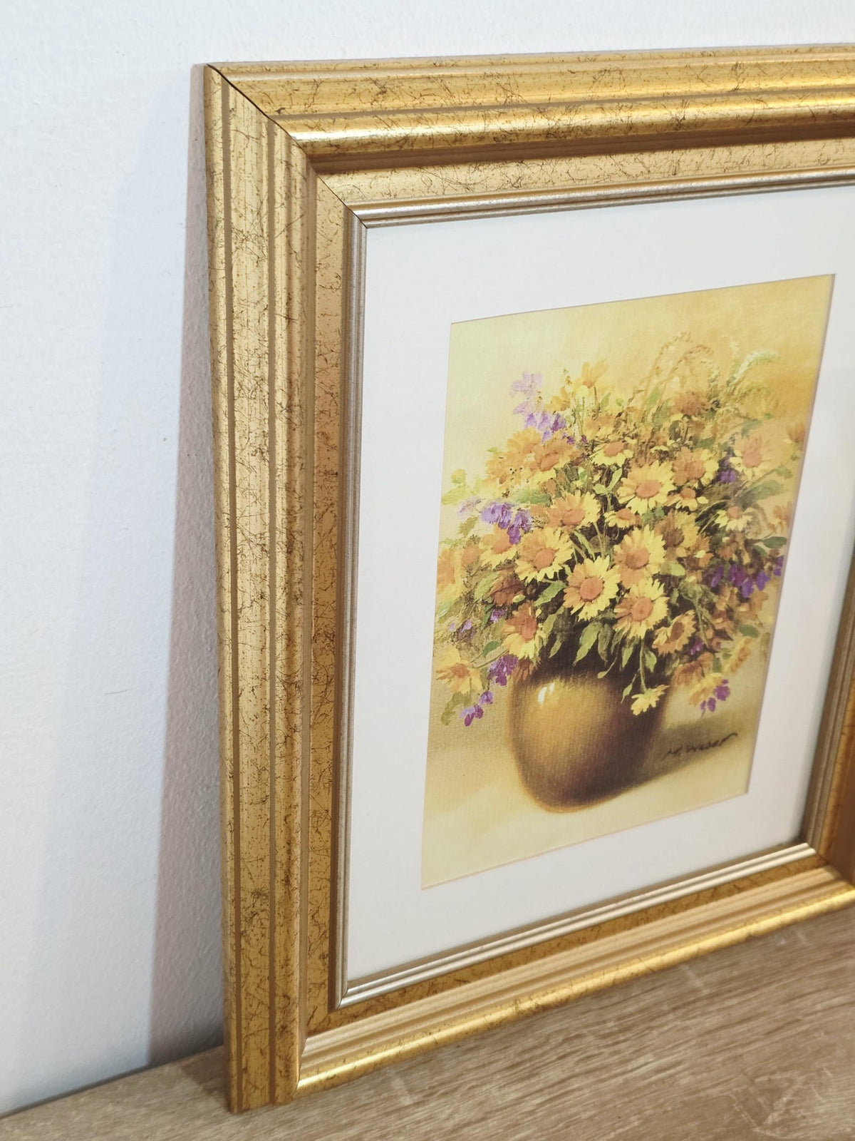 Yellow Flower Bouquet in a Brown Vase — Vintage Framed Print – photo 5